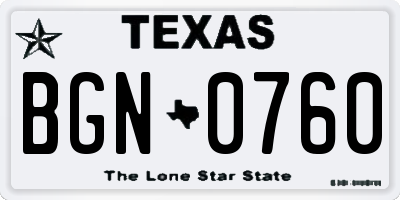 TX license plate BGN0760