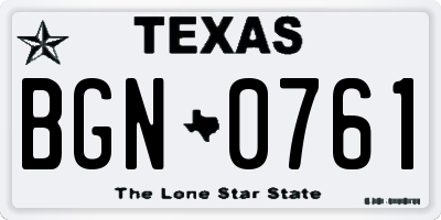 TX license plate BGN0761