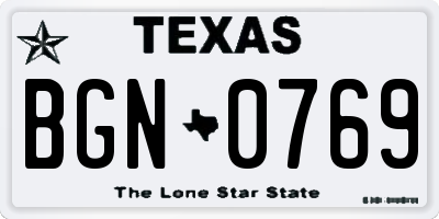TX license plate BGN0769