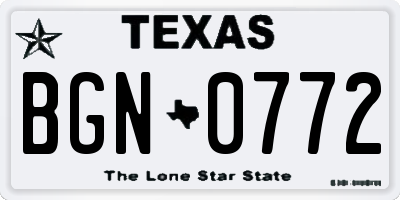 TX license plate BGN0772