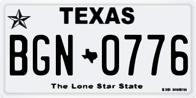 TX license plate BGN0776