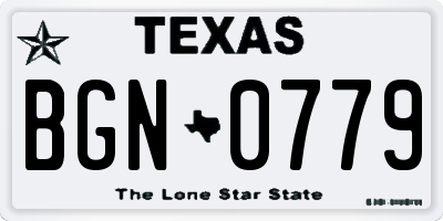 TX license plate BGN0779