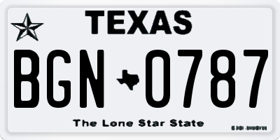 TX license plate BGN0787