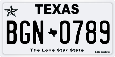 TX license plate BGN0789
