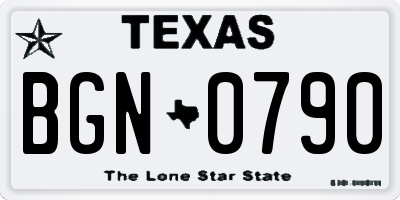 TX license plate BGN0790