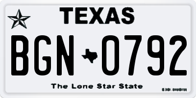 TX license plate BGN0792