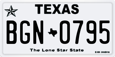 TX license plate BGN0795