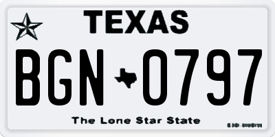 TX license plate BGN0797