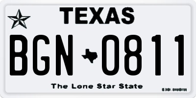 TX license plate BGN0811
