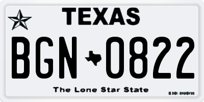 TX license plate BGN0822