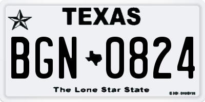 TX license plate BGN0824