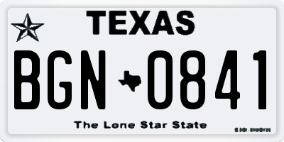 TX license plate BGN0841