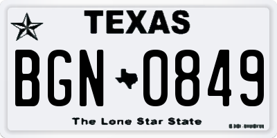 TX license plate BGN0849