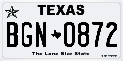 TX license plate BGN0872