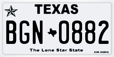 TX license plate BGN0882