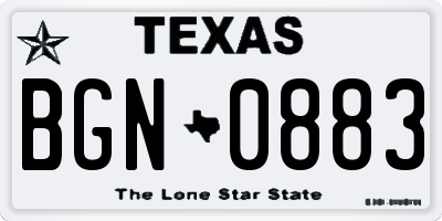 TX license plate BGN0883