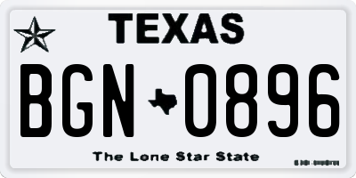 TX license plate BGN0896