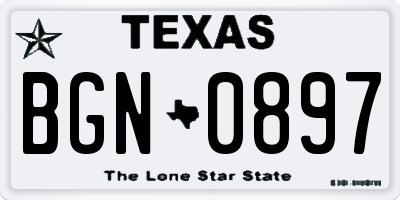 TX license plate BGN0897