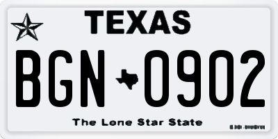 TX license plate BGN0902