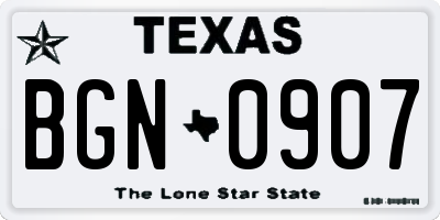 TX license plate BGN0907
