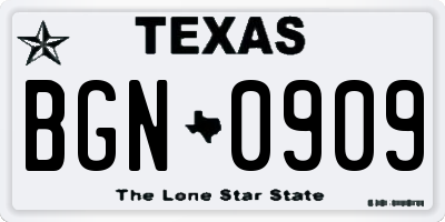 TX license plate BGN0909