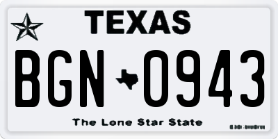 TX license plate BGN0943