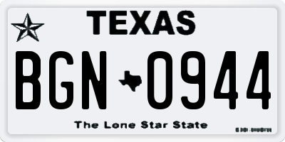 TX license plate BGN0944