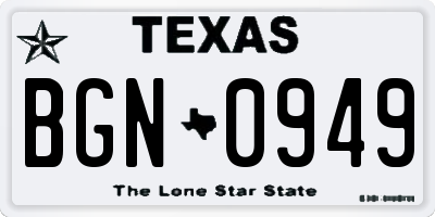 TX license plate BGN0949