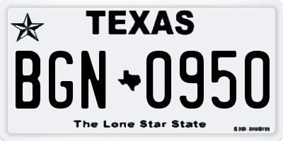 TX license plate BGN0950
