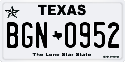 TX license plate BGN0952