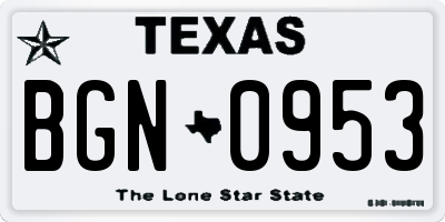 TX license plate BGN0953