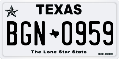 TX license plate BGN0959