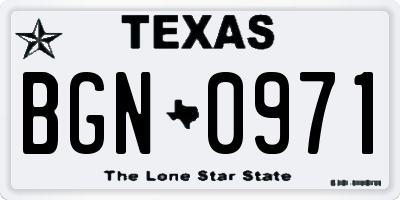 TX license plate BGN0971