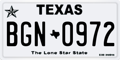 TX license plate BGN0972