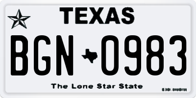 TX license plate BGN0983
