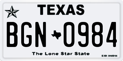 TX license plate BGN0984