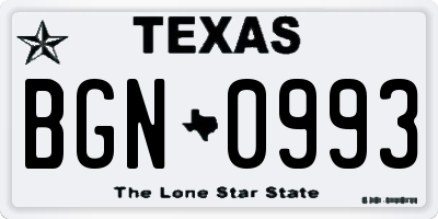 TX license plate BGN0993