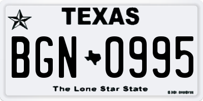 TX license plate BGN0995