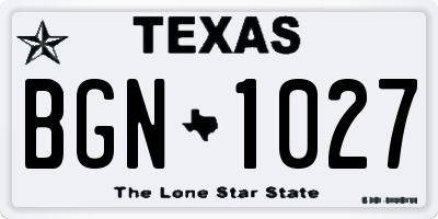 TX license plate BGN1027