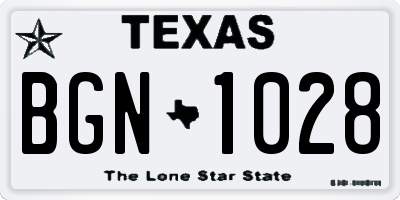 TX license plate BGN1028