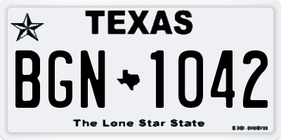 TX license plate BGN1042