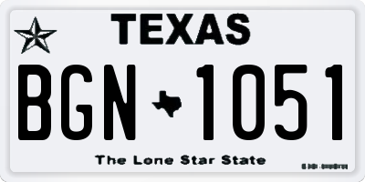 TX license plate BGN1051
