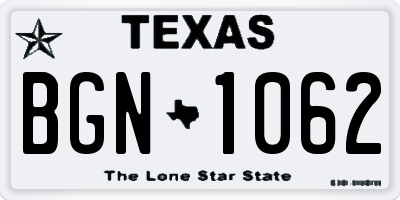 TX license plate BGN1062