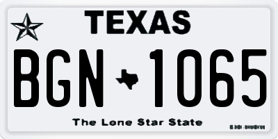 TX license plate BGN1065