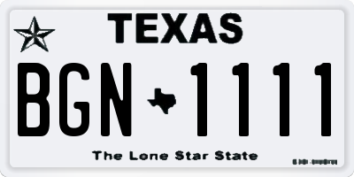 TX license plate BGN1111