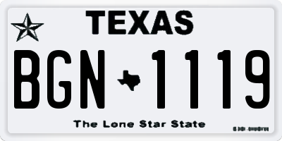 TX license plate BGN1119