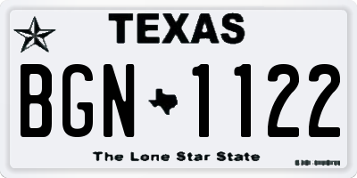 TX license plate BGN1122