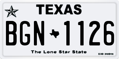 TX license plate BGN1126