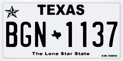TX license plate BGN1137