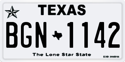 TX license plate BGN1142